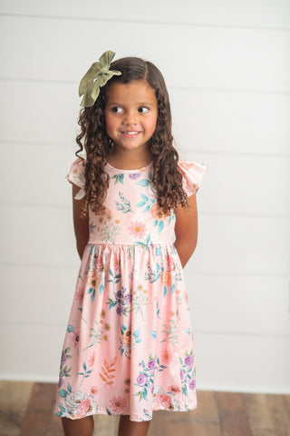 Pre-Order Girls Claire Dainty Blush Floral Dress