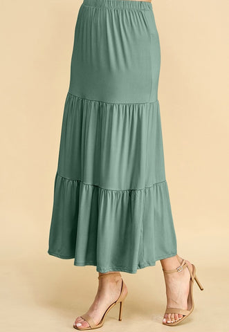 Sage Tiered Maxi Skirt