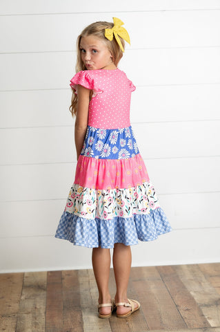 Pre-Order Girls Ava Hot Pink Floral Dress