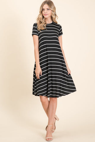 Striped Comfy Dress in Black