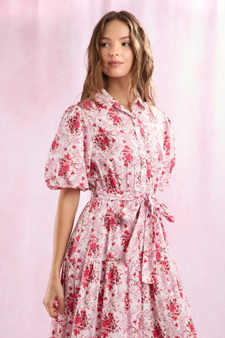 Pink Cotton Puff Sleeve Dress