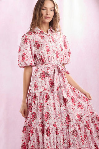 Pink Cotton Puff Sleeve Dress