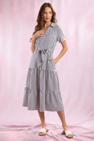 Striped Dress with Sash