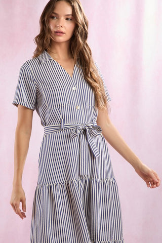 Striped Dress with Sash