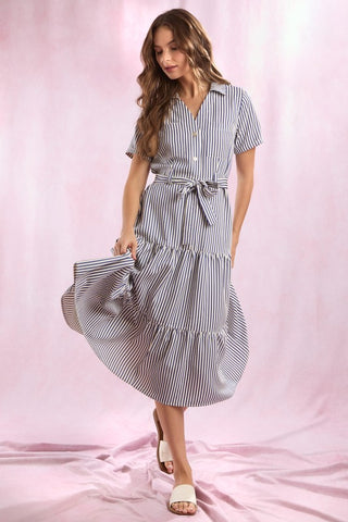 Striped Dress with Sash