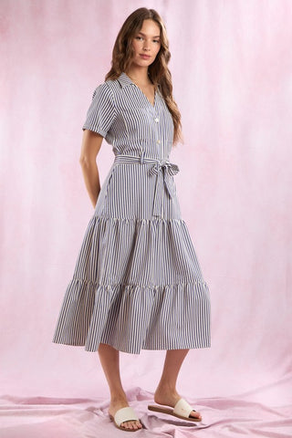 Striped Dress with Sash