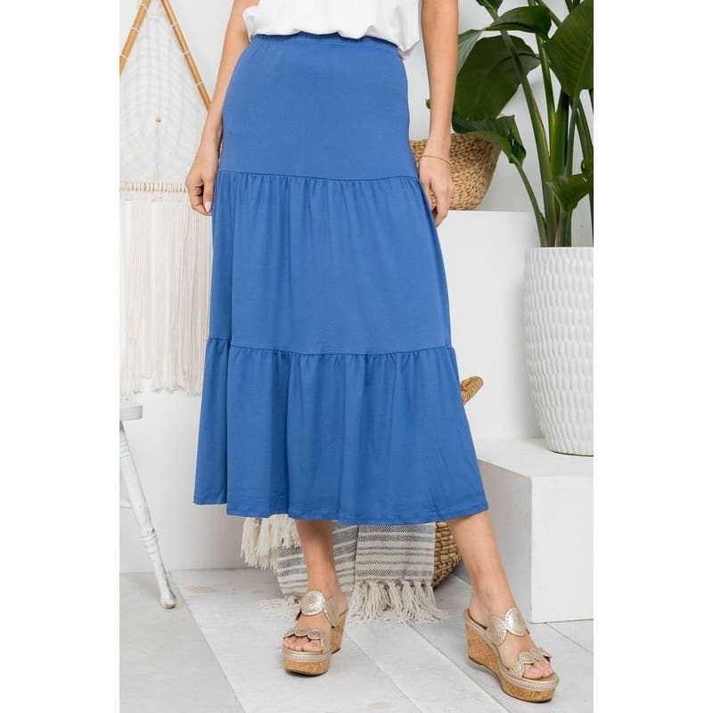 Blue Tiered Maxi Skirt