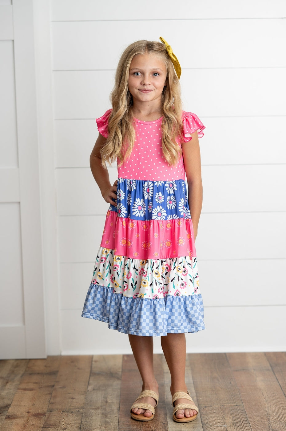 Pre-Order Girls Ava Hot Pink Floral Dress