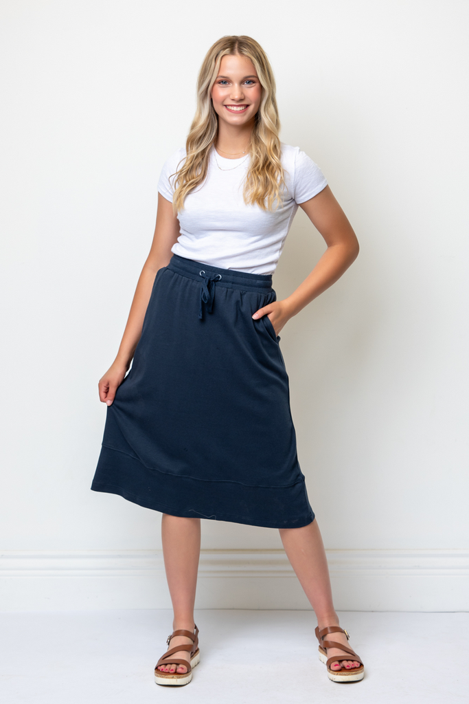 100% Cotton Everyday Skirt in Navy