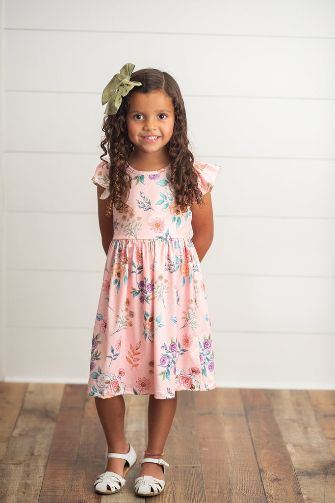 Pre-Order Girls Claire Dainty Blush Floral Dress