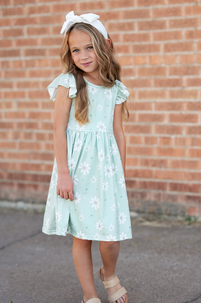 Pre-Order Girls Claire Sage Floral Dress