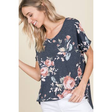 Floral V-Neck Oversized Comfy Top