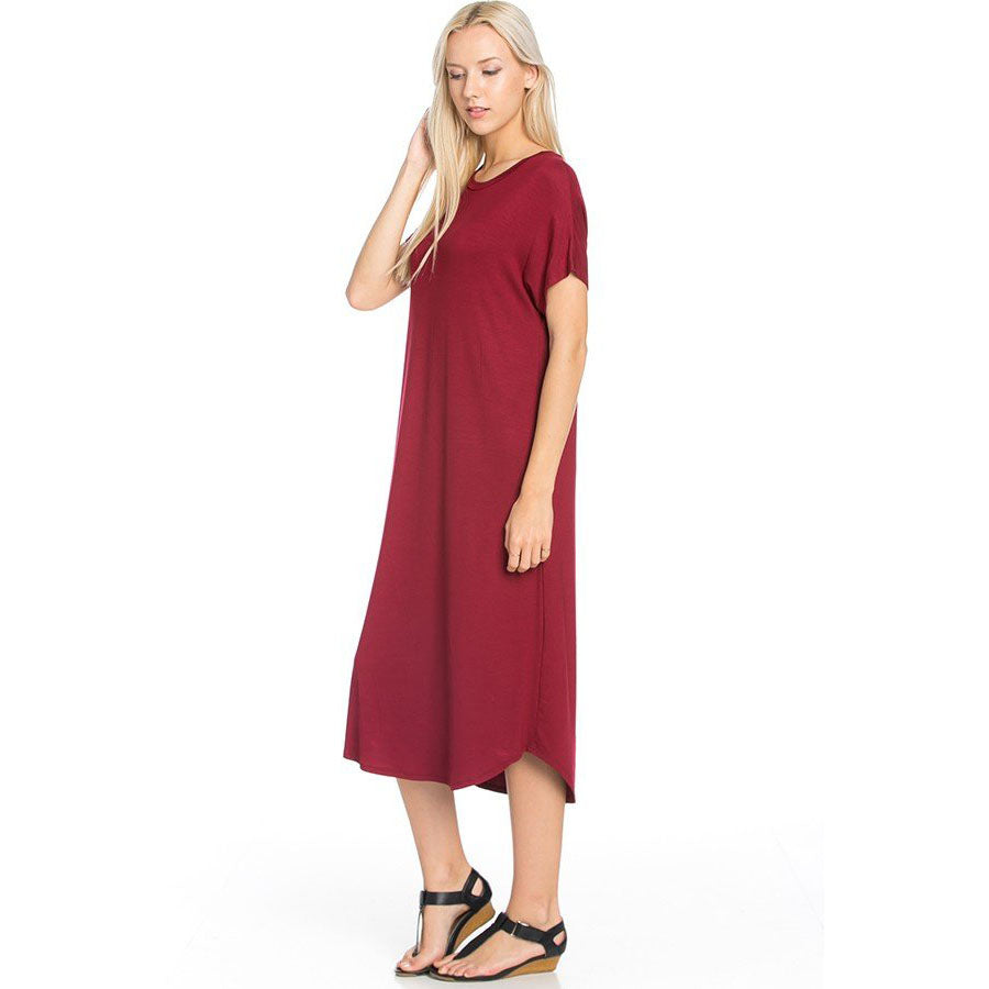 Midi Comfy Dress in Wine