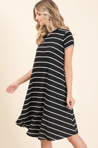 Striped Comfy Dress in Black