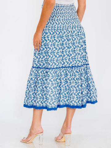 100% Cotton Floral Tiered Skirt