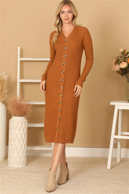 Size Medium Camel Sweater Dress with Buttons