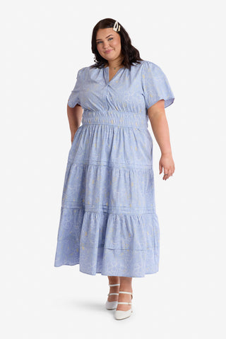 100% Cotton Gracie Dress in Blue