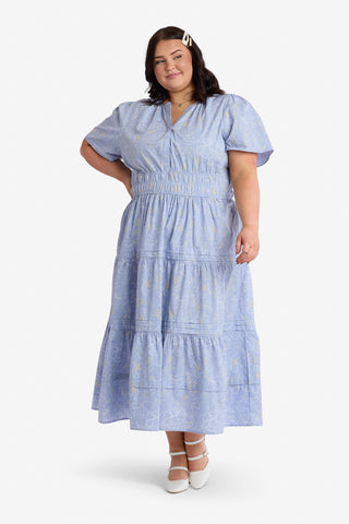 100% Cotton Gracie Dress in Blue