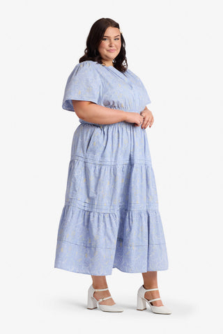 100% Cotton Gracie Dress in Blue