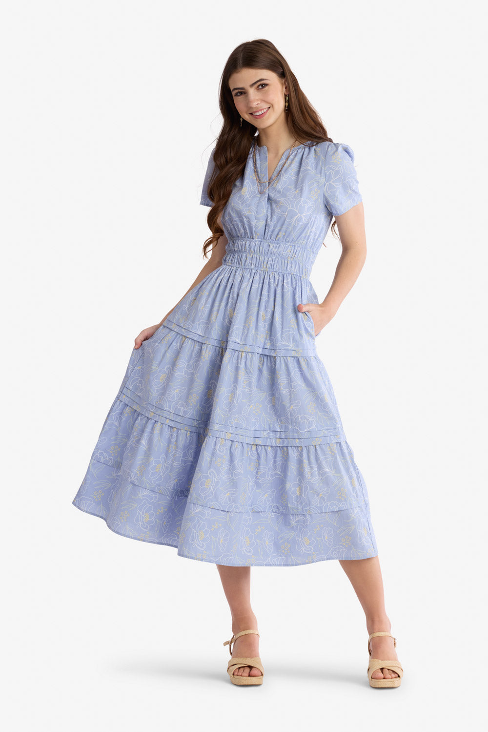 100% Cotton Gracie Dress in Blue