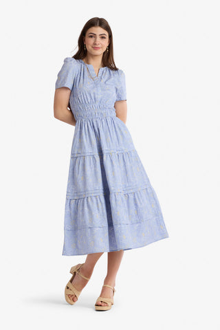 100% Cotton Gracie Dress in Blue