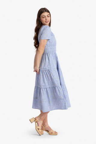 100% Cotton Gracie Dress in Blue