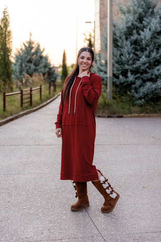 Rust Hoodie Dress