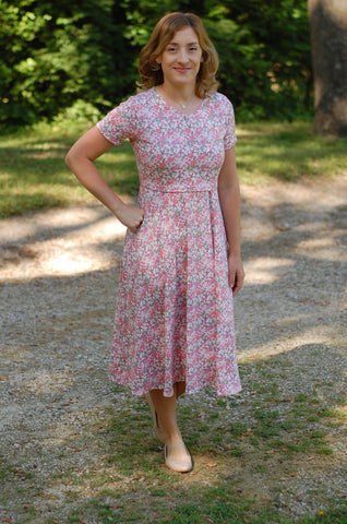 Blushing Blooms Cream Floral V-Neck Twirl Dress