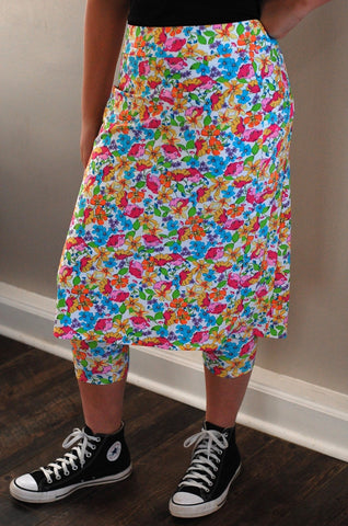 Floral Swim Skirt with Side Pockets and Built-in Shorts