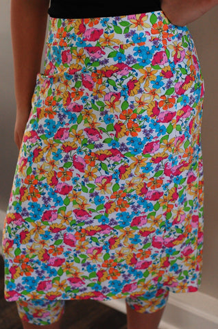 Floral Swim Skirt with Side Pockets and Built-in Shorts