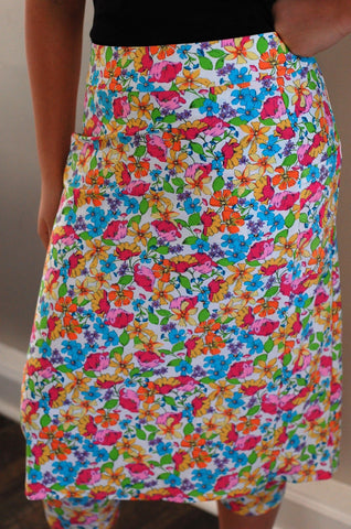 Floral Swim Skirt with Side Pockets and Built-in Shorts