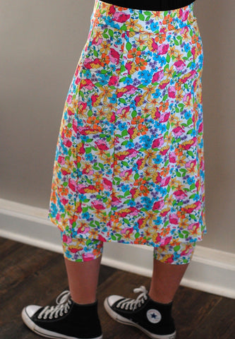 Floral Swim Skirt with Side Pockets and Built-in Shorts