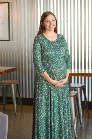 Emerald Blooms Nursing Friendly Twirl Dress