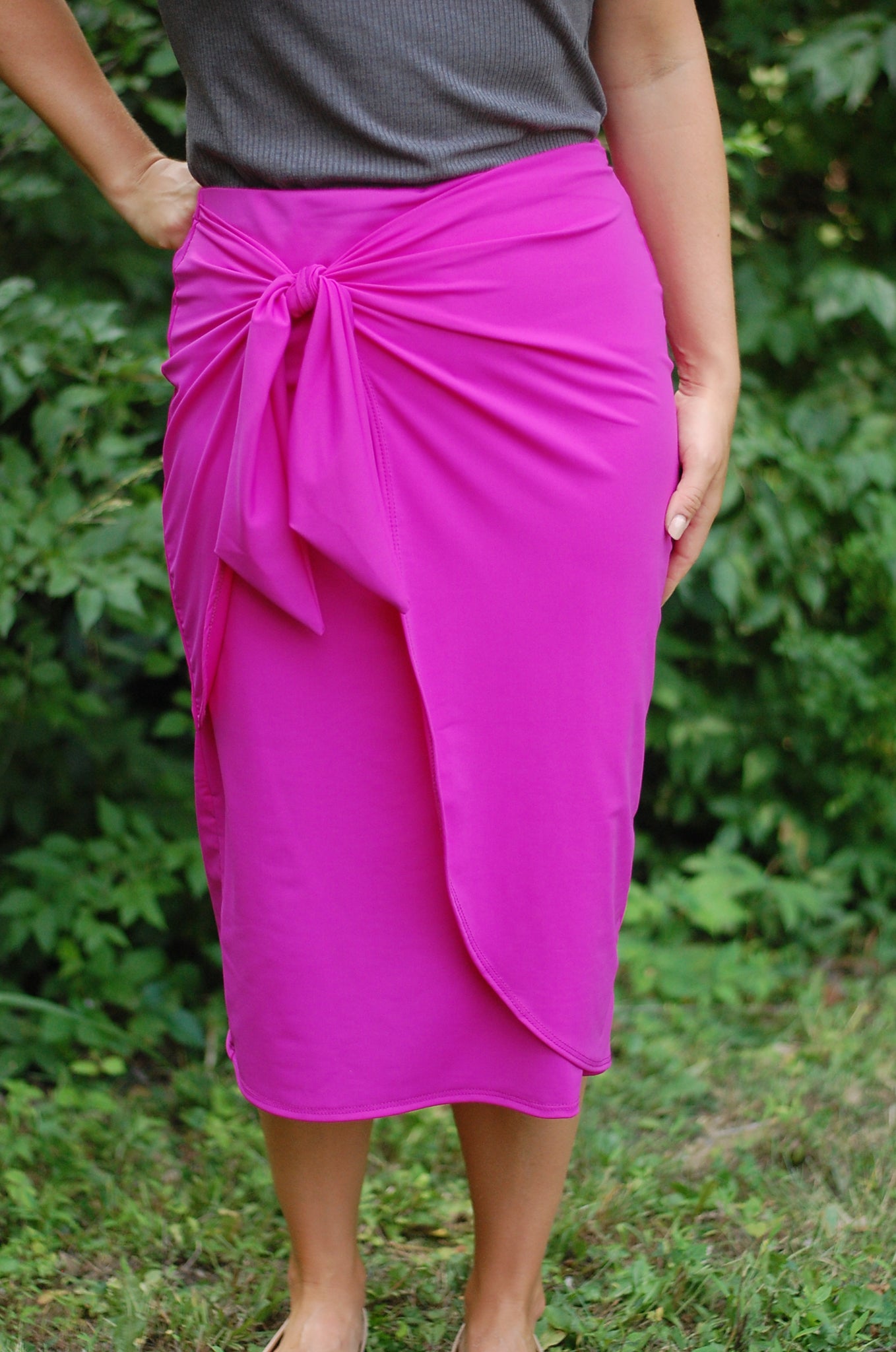 Fuschia Wrap/Sarong Style Swim Skirt with Built-in Shorts