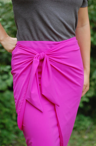 Fuschia Wrap/Sarong Style Swim Skirt with Built-in Shorts