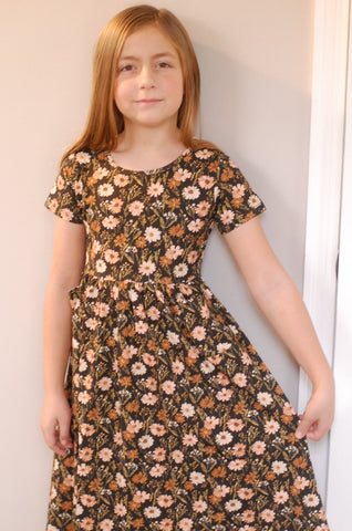 Girls Autumn Blooms Front Pocket Dress