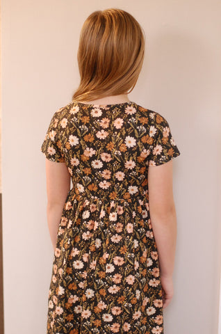 Girls Autumn Blooms Front Pocket Dress