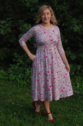 Mint Blooms Round Neck Twirl Nursing Friendly Dress