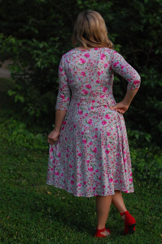 Mint Blooms Round Neck Twirl Nursing Friendly Dress