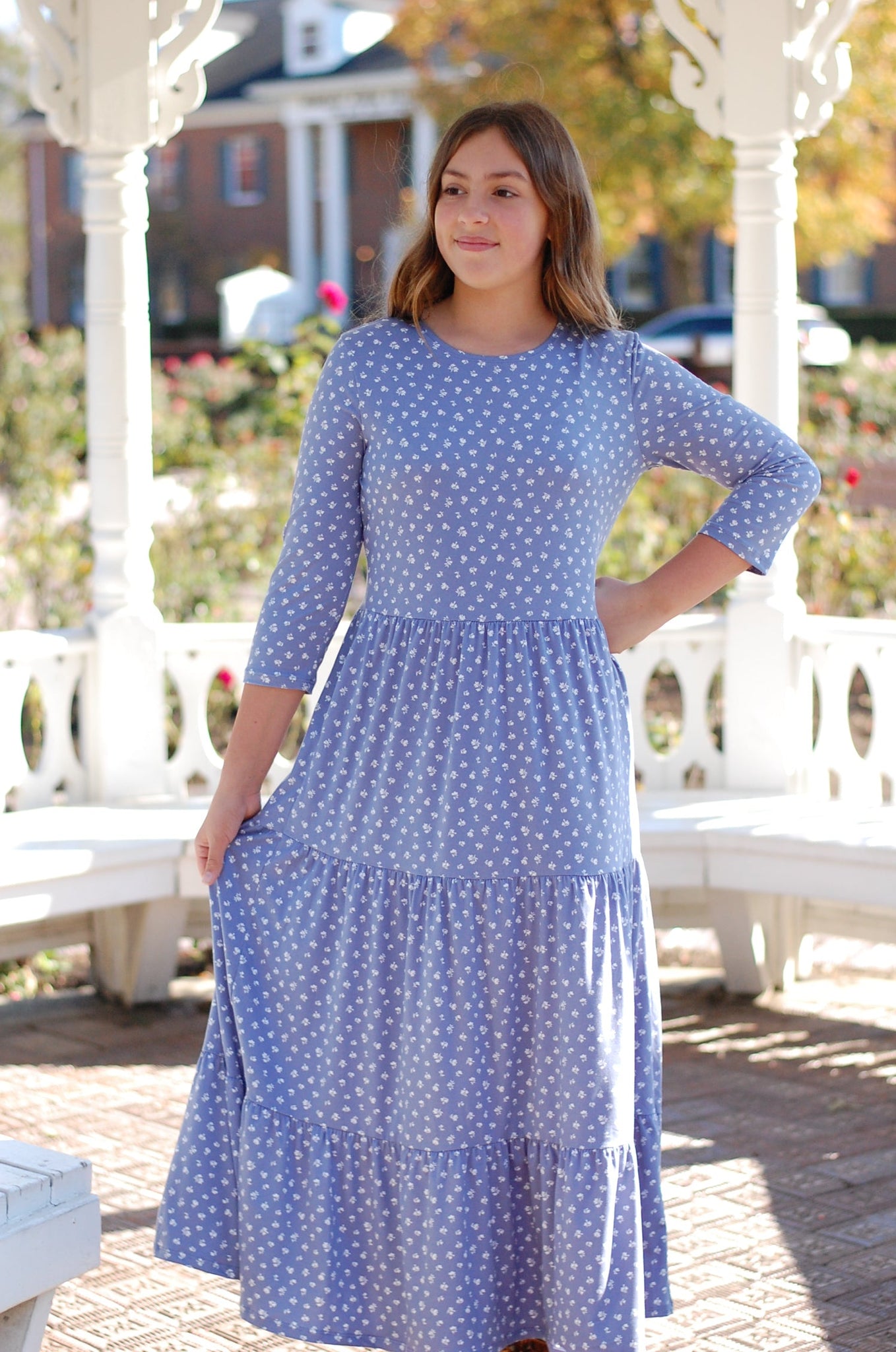 Daisy Mae Tiered Dress in Blue