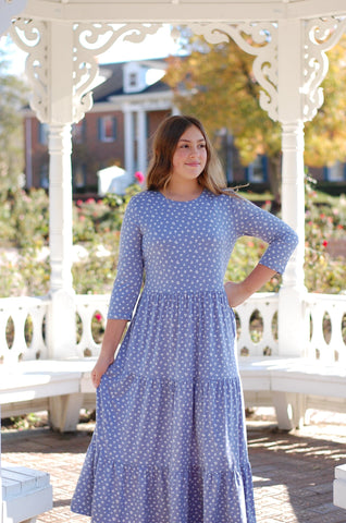 Daisy Mae Tiered Dress in Blue