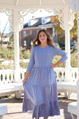 Daisy Mae Tiered Dress in Blue