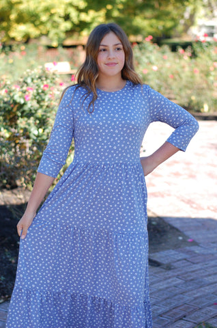 Daisy Mae Tiered Dress in Blue