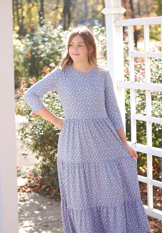 Daisy Mae Tiered Dress in Blue