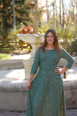 Emerald Blooms Nursing Friendly Twirl Dress