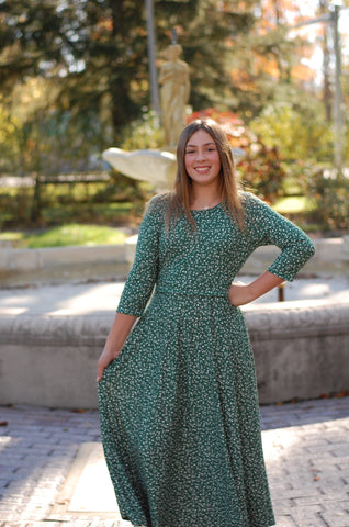 Emerald Blooms Nursing Friendly Twirl Dress