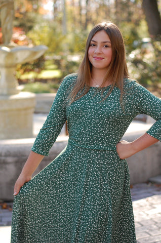 Emerald Blooms Nursing Friendly Twirl Dress