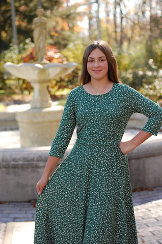 Emerald Blooms Nursing Friendly Twirl Dress