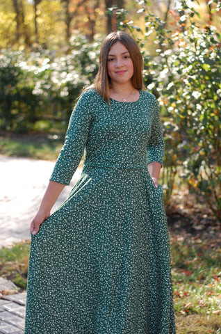 Emerald Blooms Nursing Friendly Twirl Dress