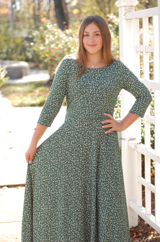 Emerald Blooms Nursing Friendly Twirl Dress